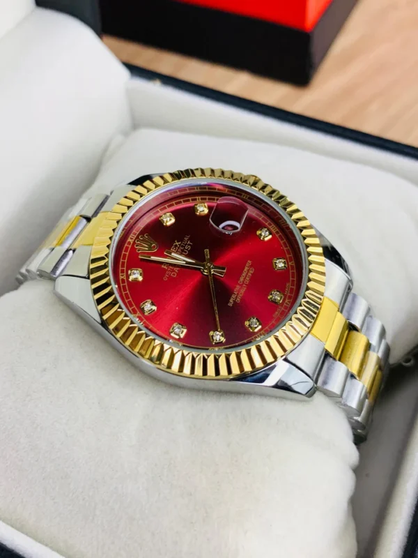 Rolex Watch | Double Tone Strap | Red Dial - Image 2
